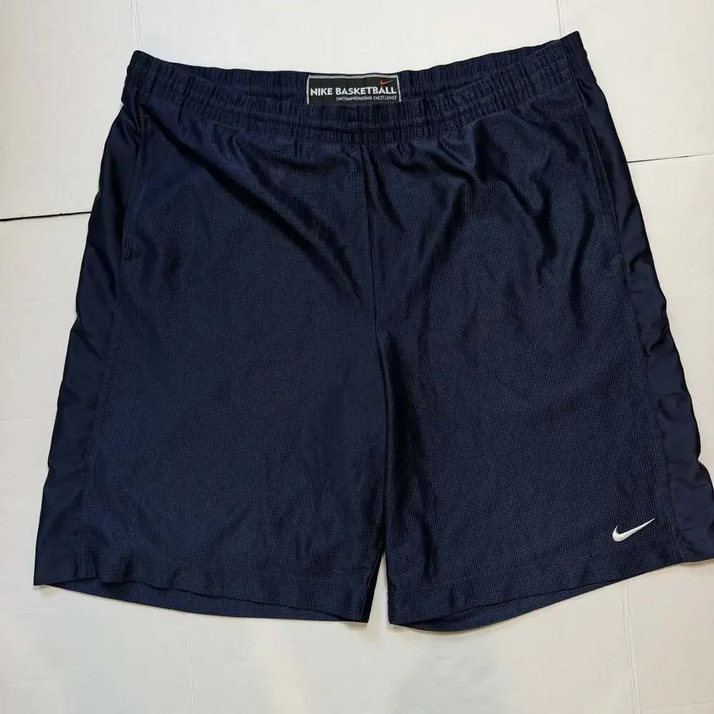 Vintage Nike Dazzle Basketball Shorts Navy Blue Mens Size XXL Y2K Baggy
